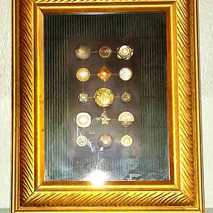 Vintage Button Art Professionally Framed 9.5&quot; x 11.75&quot;
