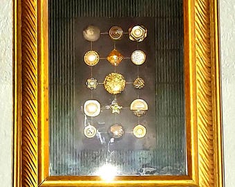 Vintage Button Art Professionally Framed 9.5" x 11.75"
