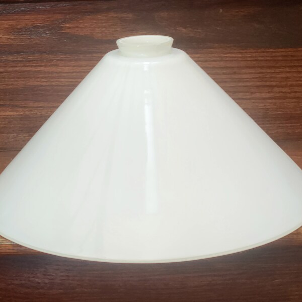 ONE Opal Cone Shade Vintage Mint 2-1/8" Fitter with 1/2" Neck 14" Bottom Opening 6.5" Tall Cased Glass. FIVE AVAILABLE