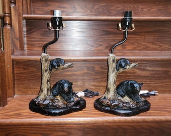 Black Bear Mother and Cub Lamp Sold Separately 10" x 6" Base, 9.5" Tall Sculpture, 17" Tall Overall Two Available