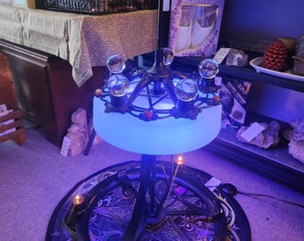 Altar Table, Custom Made, One of a Kind, Wrought Iron, Wood, Lighted