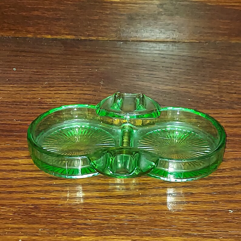 Uranium Green Glass Double Inkwell With Pen Rest Etsy
