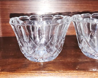Crystal Pressed Cut Heavy Clear Glass Lamp Shade Sconce Chandelier 7/8" Fitter, 5" Diameter, 3.5" Tall with X Pattern,  Scalloped Edge