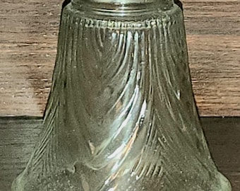 Clear Glass Shade Art Deco Geometric Feather Pattern 5" Tall, 2" Fitter, 5" Bottom Opening for Chandelier,  Sconce, Ceiling Fan, Lamp