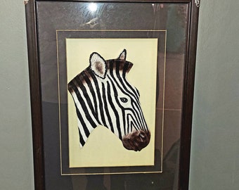 3 dimensional Paper Art Zebra Professionally Framed 17" x 23" x 2.5"