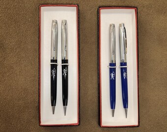 Archer Oil Advertisement Pen and Mechanical Pencil Set - New, Old Stock - Garland Writing Instruments, Choice of Navy or Black