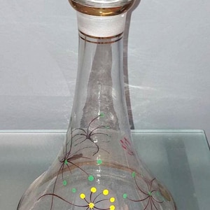 Mid-Century Modern Glass Decanter with  24K Gold Trim