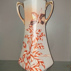 RARE Royal Nippon Nishiki Vase Numbered 21 of 23 Bamboo with Songbird 12&quot; tall x 7&quot; wide in Modified Octagon Shape