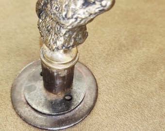 Antique Brass Boar Head Hook, Wall Mount,  Upcycled,  One of a Kind, 3-5/8" with 2-1/2" Base Unique