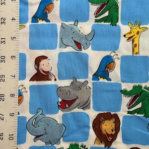 VTG Curious George Checkerboard Animals - BTFQ: 18” x 22”