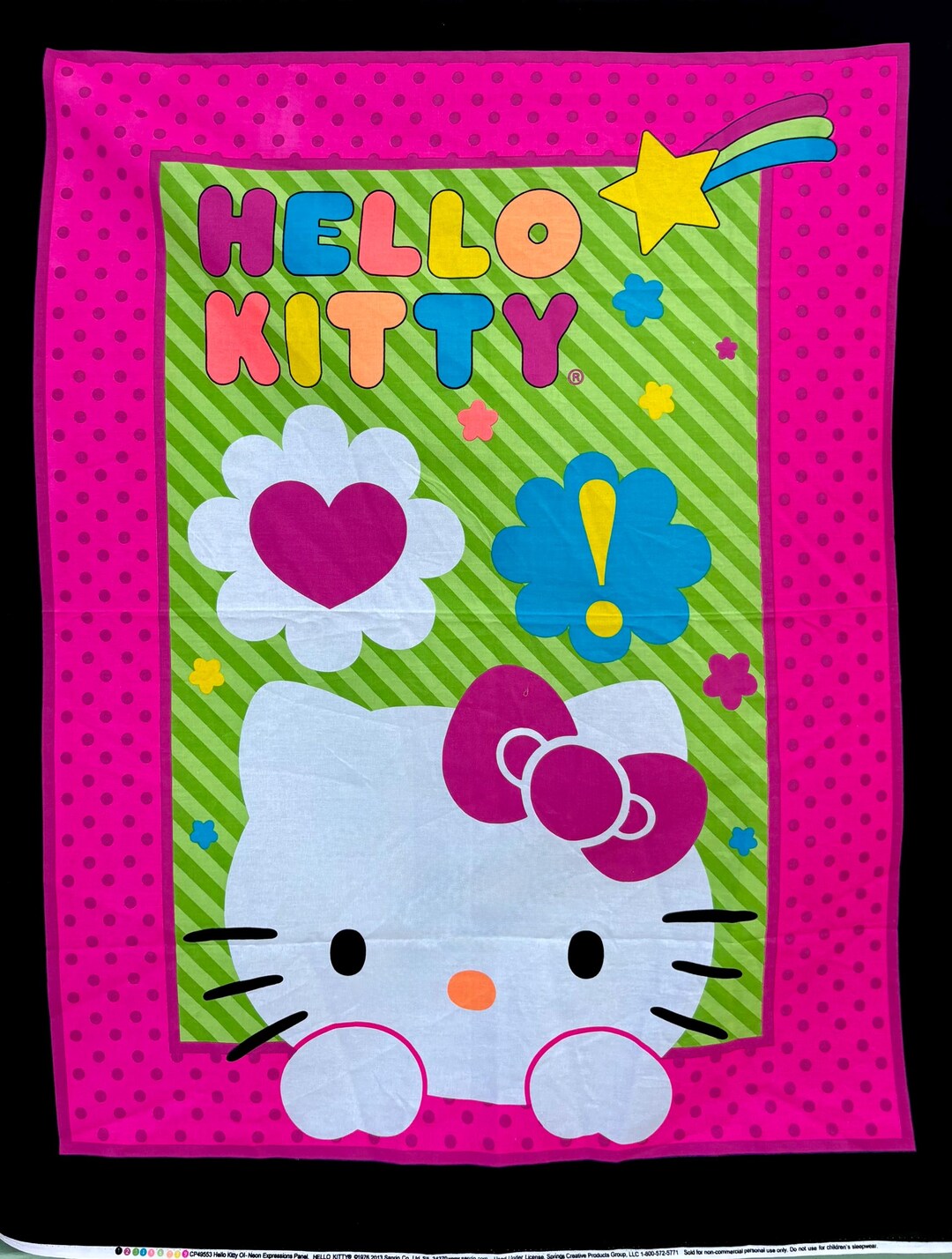 OOP 2013 Hello Kitty Neon Expressions Fabric Panel: 36” X 44” - Etsy