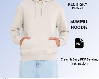 Oversized Hoodie Sewing Pattern PDF, Unisex Sweatshirt Pattern, Hooded Pullover with Pocket, Digital PDF