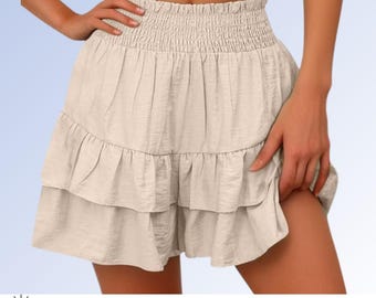 Women's Skort Sewing Pattern PDF, Ruffled Tier Mini Skirt, Skater Skirt with Built-in Shorts, Easy Flared Skort Digital Sewing