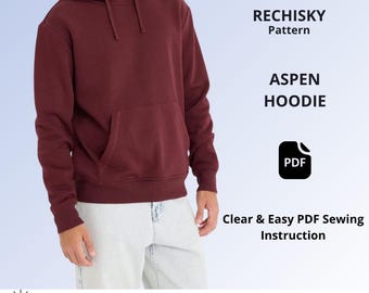 Pullover Hoodie Pattern PDF, Unisex Hooded Sweatshirt Sewing Pattern, Relaxed Fit Hoodie