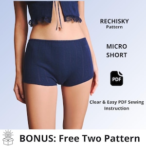 Women's Stretch Shorts Sewing Pattern PDF, Micro Shorts Pattern, High Waist Fitted Shorts, DIY Sewing Pattern