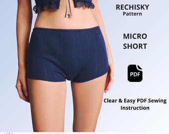 Women's Stretch Shorts Sewing Pattern PDF, Micro Shorts Pattern, High Waist Fitted Shorts, DIY Sewing Pattern
