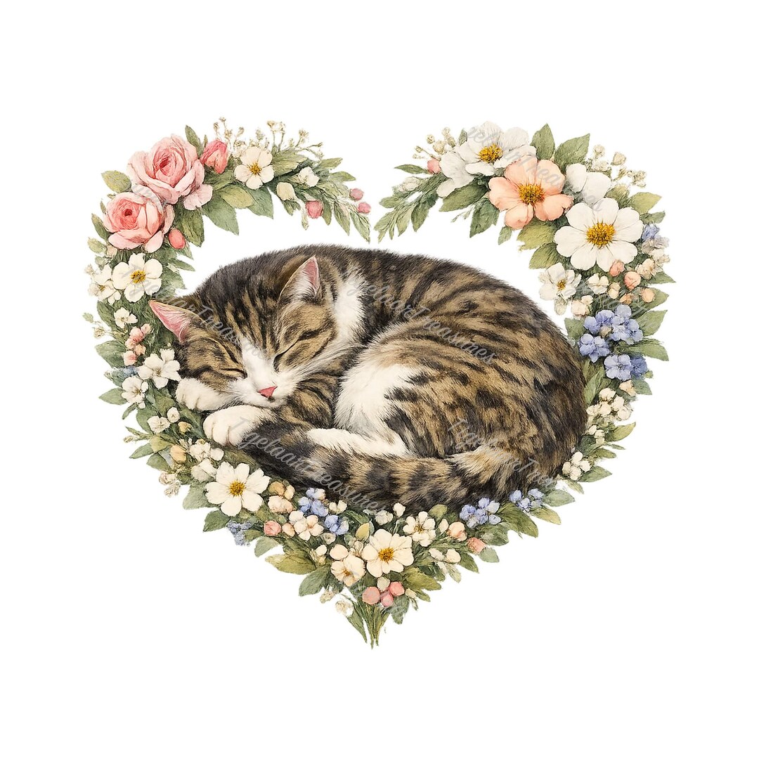 20 Cats With Hearts and Love Notes Vol. 2 Clipart – Adorable Watercolor ...
