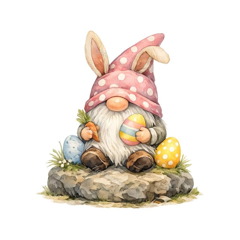 14 Easter Gnome Clipart – Watercolor PNG Bundle, Digital Download ...