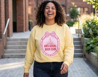 Anti-Social Book Club Sweatshirt | Bookish Comfort Colors Graphic Crewneck