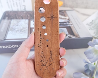 Wooden Herb Stripper,Effortless Herb Leaf Stripping Tool,Multi Hole Herb and Leaf Scraper for Rosemary Kale Thyme,Handcrafted Kitchen Gadget