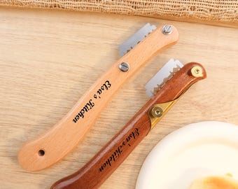 Custom Engraved Bread Lame, Personalized Wooden Dough Scoring Tool, Handcrafted Sourdough Scorer with Blades, Baker Gift, Baking Accessory