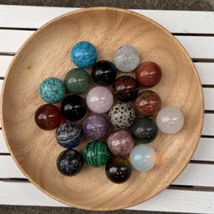 20mm Mixed Natural Crystal Spheres, Healing Chakra Gemstone Orbs