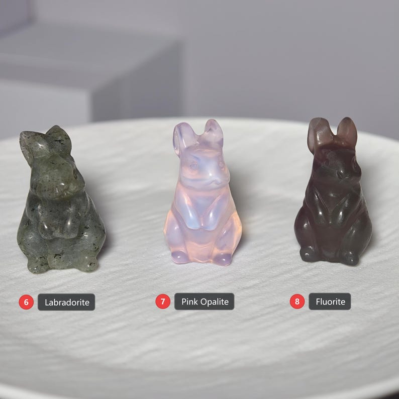 Hand Carved Natural Crystal Rabbit Figurine, Healing Crystal Animal ...