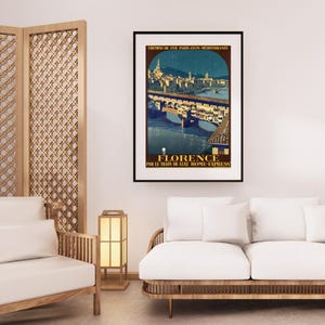 Printable Wall Art Vintage Florence Travel Poster, Roger Broders 1921, Ponte Vecchio Italy Wall Art, Instant Digital Download