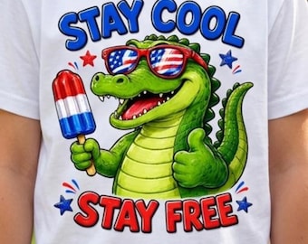 Patriotic Alligator Popsicle PNG, Funny 4th of July Clipart (Digital Download)
