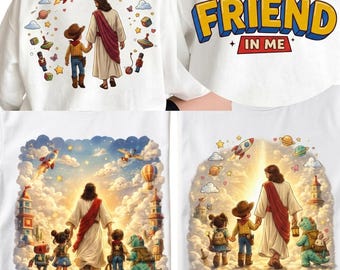 Retro Cartoon Friendship PNG, Toy Story Movie Themed T-Shirt Print (Digital Download)