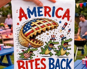 Funny 4th of July Alligator PNG,  America Bites Back Patriotic Sublimation Design, Gator  Food Shirt PNG, USA Digital Download