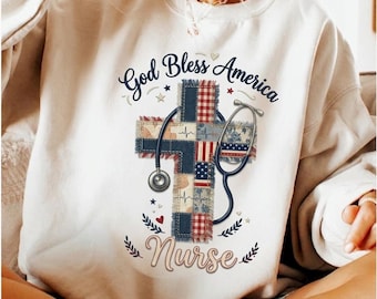 Patriotic Nurse Cross Stethoscope PNG (Digital Download)