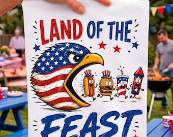 Funny 4th of July Eagle PNG, Land of the Feast Patriotic Sublimation Design, Bald Eagle Food Shirt PNG, USA Patriotic Food digital Download