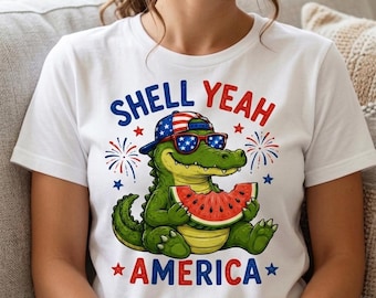 Patriotic Alligator Watermelon PNG, 4th juli Clipart, America Independence day