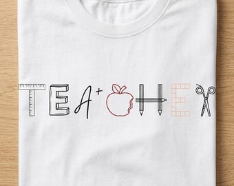 Teacher Word Art PNG Sublimation, School Supply Design, Appreciation Shirt SVG (Digital Download)