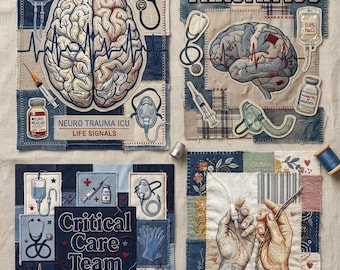 Neuro Trauma ICU Nurse PNG Bundle, Critical Care Team Design, ICU Life T-Shirt (5PNGs)