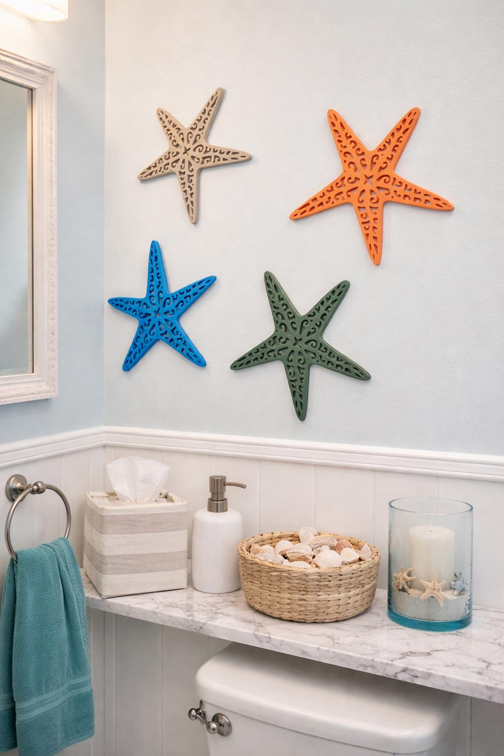 Coastal Starfish Wall Decor Set | Beach House Nautical Ocean Accent - Etsy