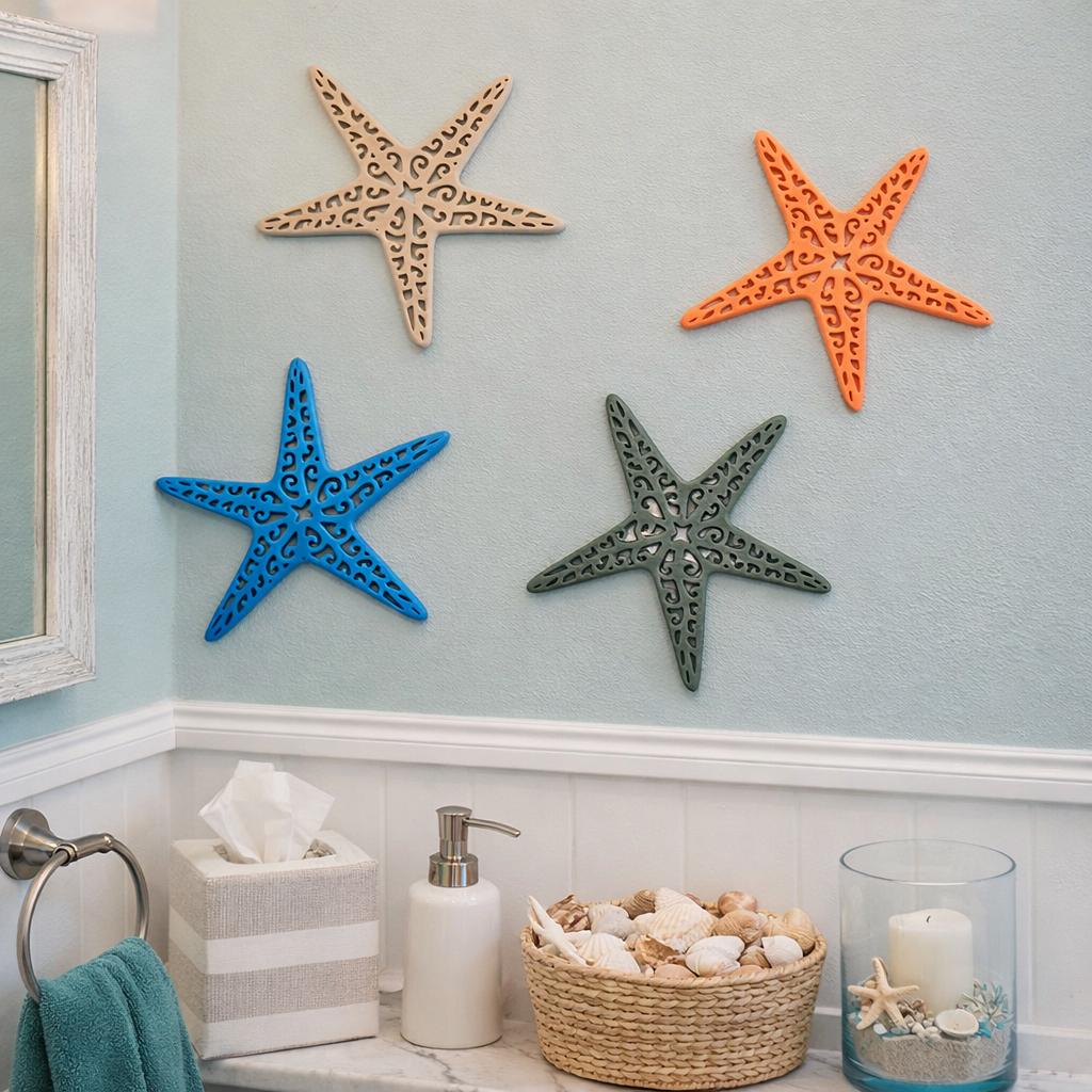 Coastal Starfish Wall Decor Set | Beach House Nautical Ocean Accent - Etsy