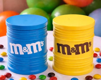 Candy Storage l 3D Printed M&M's Barrel Candy Container | Snack Holder with Lid l Kids Party Decor