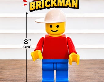 Brickman LEGO Display Figure | Large Building Block Character Decor | 3D Printed Brick Figure | LEGO-Inspired Shelf Decor | Kids Room Decor