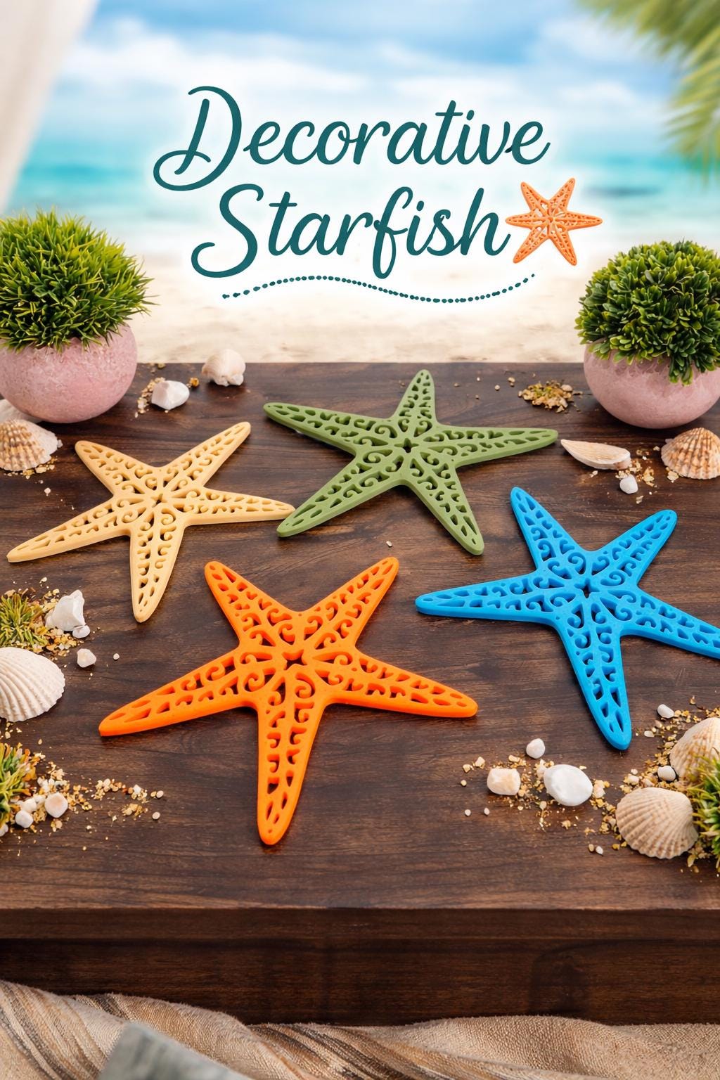 Coastal Starfish Wall Decor Set | Beach House Nautical Ocean Accent - Etsy