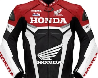 Honda CBR Racing Leather Motorcycle Jacket, Genuine Cowhide Biker Jacket,  Protective Gear