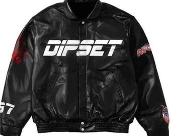 The Diplomats Reflective Orange Staff Bomber leather Jacket – Dipset Streetwear High Visibility
