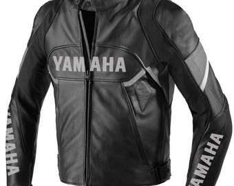 Yamaha Motorcycle Leather Racing Biker Jacket ,Genuine Cowhide Motorbike Riding Jacket, Sport Bike Gear