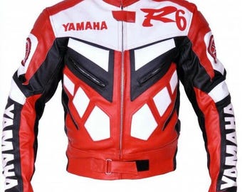 Yamaha R6 Leather Racing Motorcycle Biker Moto Jacket Sports Bike Jacket, Streetwear Riding  Gear