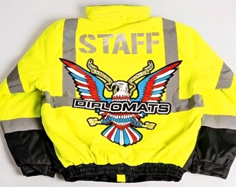 Diplomats Staff Reflective Safety Jacket – Eagle Graphic Streetwear Coat