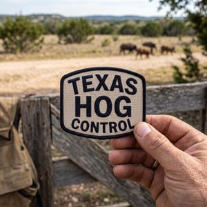 Texas Hog Control Patch Tactical Iron On Wild Boar Hunting Khaki Vest Badge