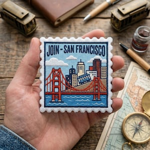 Broderad San Francisco Golden Gate-bron-lapp – Strykbar Skyline-märke