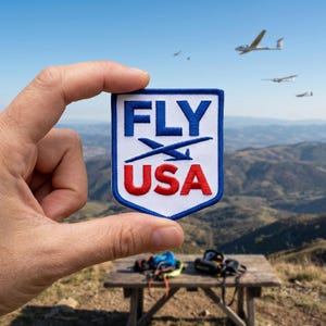 Fly USA Embroidered Patch Glider Aviation Iron On Badge Pilot Gift For Men