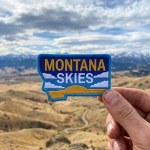 Écusson brodé Montana Skies, carte d'état, souvenir de voyage, fer à repasser sur la nature, insigne de montagne